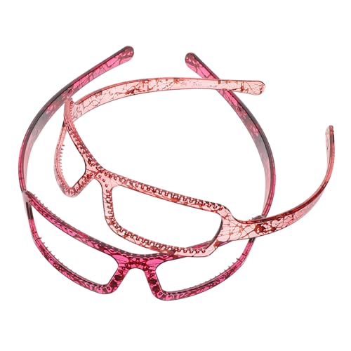 GALPADA Bandeaux pour Cheveux Artisanaux en Lot de 2, Taille Unique, Design Original Lunettes, pour Femmes et Adolescentes, Utilisation Maquillage et Soin du Visage, Coloris Rouge Clair et Rouge Foncé