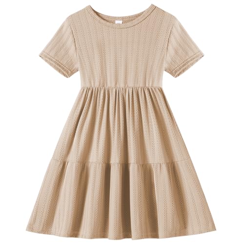 Toddler Baby Girls Dress Little Girl Summer Dress Casual Short Sleeve Round Neck Party Baby Beach Sundress 18M-6T