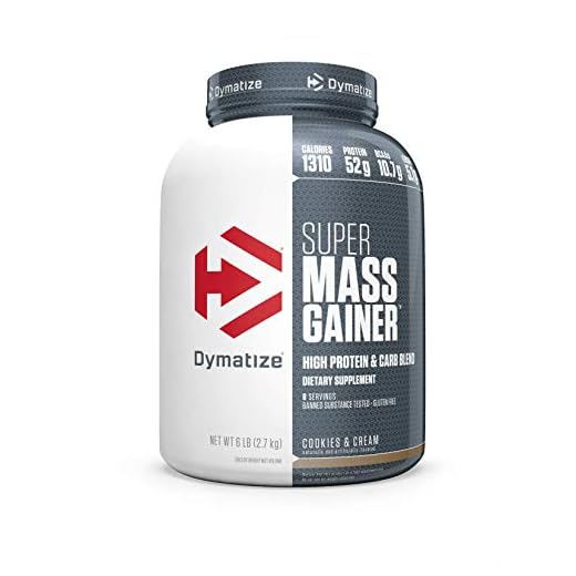 Dymatize Super Mass Gainer Protein Powder, 1310 Calories & 52g Protein, Gain Strength & Size Quickly, 10.7g BCAAs, Mixes Easily, Tastes Delicious, Cookies & Cream, 6 lbs