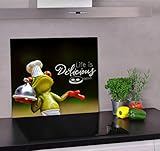 Z4L Herdabdeckplatte aus Glas 60cm x 52cm Spritzschutz für Küche Herdabdeckung Induktionskochfeld Direkter Druck auf dem Glas Frosch Koch Lustiges Bild