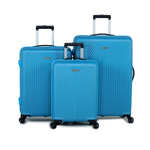 Image of ACEPACK GLX Family Set of 3 (Small Cabin + Medium Check-in + Large Check-in) Combo Teal Hard Sided Luggage Trolley Bag for Travel Suitcase with 8 Spinner Wheels