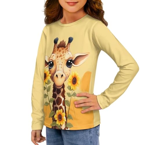 Image of Girls Long Sleeve Shirts Casual Crewneck Soft T-shirts for Girls 3-16 Years Old