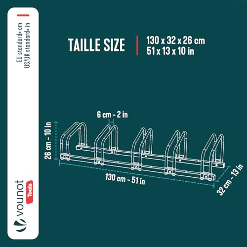 Image of VOUNOT Bike Stand Floor 5 Rack Bike Garage Bicycle Storage Parking Rack Cycle Organizer Locking Stand for Indoor Outdoor