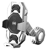 Motocicleta Soporte De Navegación Cargador Inalámbrico Impermeable A Prueba De Golpes Soporte Navegación GPS De 15W Soporte De Teléfono para Motocicleta Soporte para Teléfono Móvil(Plata)