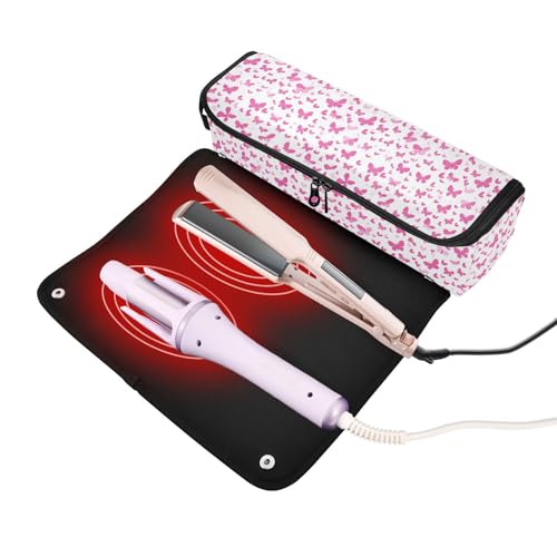 Bolsa organizadora y tapete resistente al calor para herramientas de cabello Marble, tamaño de viaje, para planchas, rizadores y accesorios de cuidado capilar miniatura 2