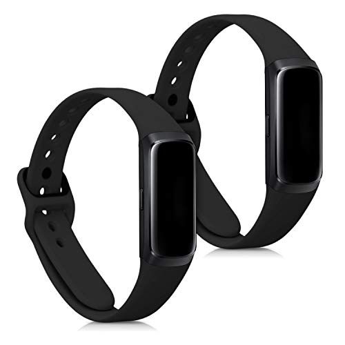 kwmobile 2X Pulsera Compatible con Samsung Galaxy Fit (SM-R370) - Brazalete de Silicona Negro sin Fitness Tracker