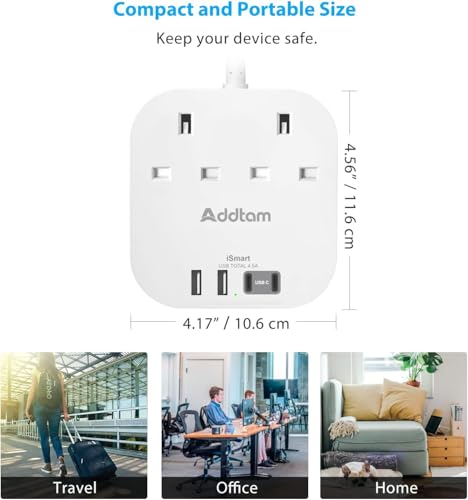4-Outlet Power Strip with USB Ports and Surge Protection - Image 7