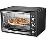 Mini four 45 l avec chaleur tournante | Tournebroche électrique | 1800 W | Four à chaleur tournante | Four à pizza | Éclairage intérieur | Avec plaque de cuisson et grille de cuisson | Mini four |