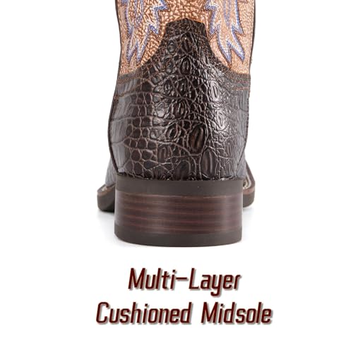 Image of SUREWAY Cowboy Boots For Men, 10 Inch Pull on Square Toe Western Boot