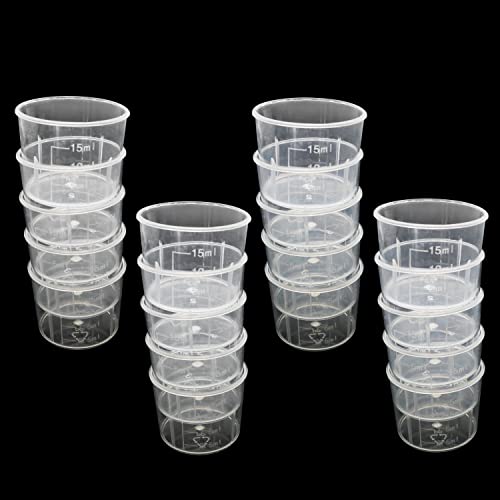 20 vasos medidores plásticos 15 ml transparentes miniatura 1