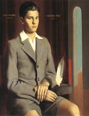 Peinture à l'huile Seated Boy 1940 Bela Kontuly, grand tableau de décoration murale