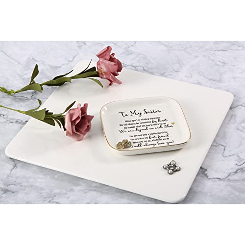 Scwhousi Sister Gifts From Sister Ring Dish Jewelry Tray,Birthday Gifts For Sister Unique-Miles Apart Or Staying Alongside,We Will Be Connected By Heart.i Will Always Love You,Sister… #TOP3
