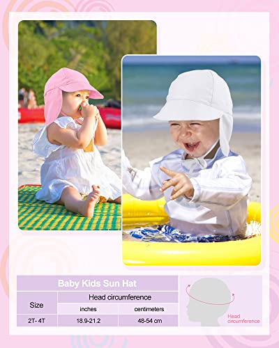 Jiuguva 4 Piece Sun Hat For Baby Boy Girl Adjustable Summer Sun Protection Swim Cap Infant Toddle Newborn Hat With Neck Flap (Elegant Colors) #TOP1
