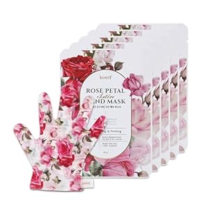 PETITFEE Rose Petal Satin Hand Mask (5pairs) – Intensive Nourishing, Moisturizing Gloves, Rose Scented Hand Repair Masks with Peptide, Collagen, Shea Butter for Silky Smooth Hand Treatment