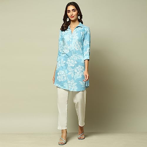 Image of BIBA Women's Rayon Regular Fit Casual Printed Regular Dress Shirt Kurta