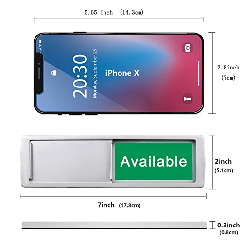 Image of in Use or Available Sign,Vacant Occupied Sign for Home Office Hotles Hospital Restroom, Vacant Occupied Slider Door Status Tells Whether Room in Use or Available,Non-Scratch Magnetic Slider Door Indicator Signs, 7'' x 2'' - Silver