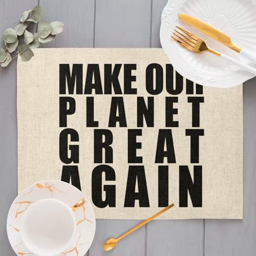 Sets de table en lin Macron Make Our Planet Great Again grand format nappe de table - 4