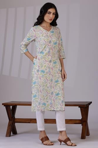 Image of W for Woman Schiffli Embroidered Straight Rayon Kurta