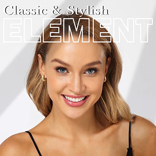 Wowshow Gold Hoop Earrings for Women 14K Gold Plated Hoops Chunky Open Hoops Earrings Lightweight3