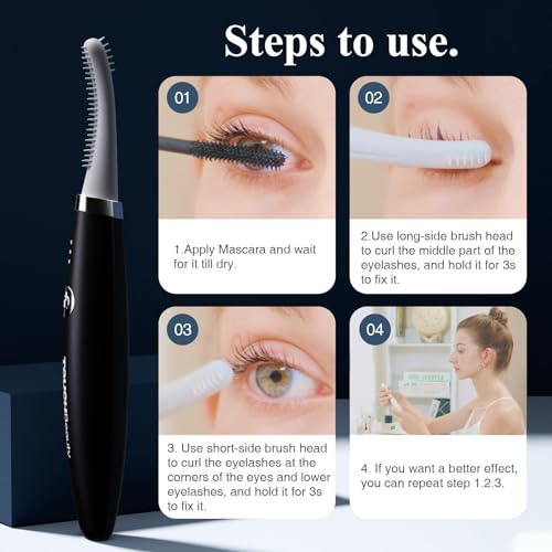 TOUCHBeauty Beheizbare Wimpernzange mit USB-Ladefunktion-3 Temperaturstufen, Elektrische Beheizte Silikon-Wimpernformer, heizt in 10s auf für langanhaltende Locken