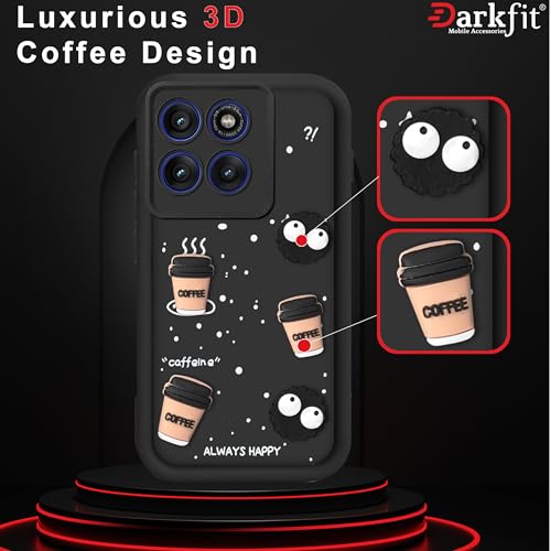 Image of DARKFIT Back Case Cover Compatible with Motorola Edge 60 Fusion | Cute Fun Cartoon Ball 3D Coffee Silicone Case | Body Protection | Camera Protection | Shock Proof | Color Black | Pack of 1