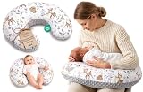 Totsy Baby Stillkissen klein 130 cm C-Form Nursing Pillow Stillmond Stützkissen – Abnehmbarer Minky Bezug ergonomisch waschbar zum Stillen Breastfeeding Pillow – Oeko-TEX Hirsch Grau