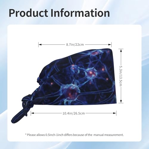 Image of Working Cap, Scrub Cap with Sweatband, Adjustable Tie Back Hat Breathable Headgear for Women /Men