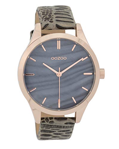 Preisvergleich Produktbild Oozoo Damenuhr mit Lederband 42 MM Rose / Graublau Perlmutt / Taupe C9720