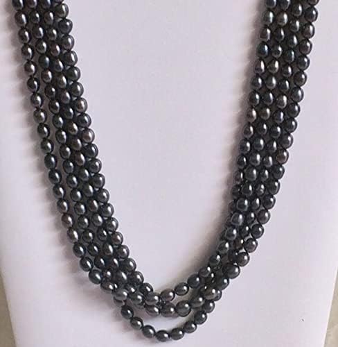 Miniatura 3 de Perlas naturales de 1 hebra – Perlas verdes moradas de pavo real, perlas naturales de arroz de agua dulce, perlas naturales, collar de perlas, 0.295