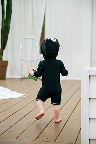 Image of VAENAIT BABY Zip & Snap Rash Guard Swimsuit, UPF 50+ One-Piece Long Sleeve Swimwear, Quick Dry Infant Beach Suit for 0~2T