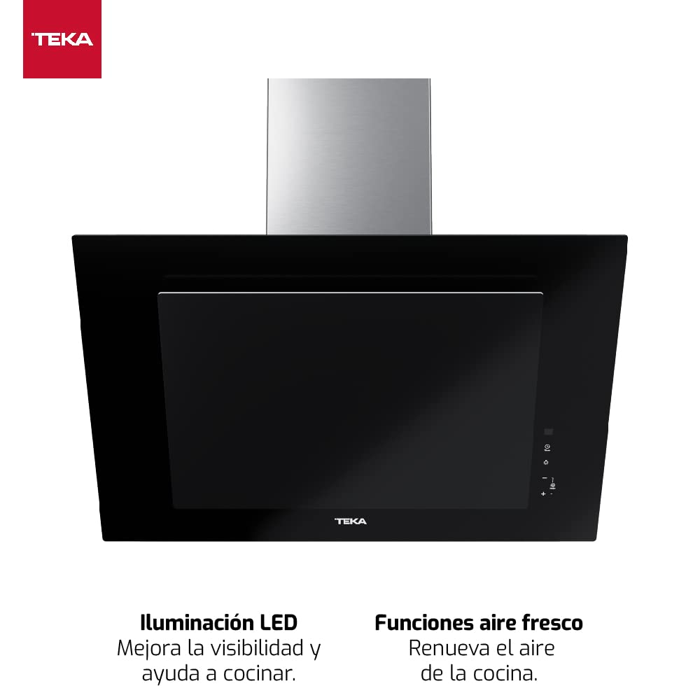 TEKA Campana Extractora de Pared 70 cm, Motor Doble EcoPower, Aspiración Perimetral, 3+1 Velocidades Fresh Air Aspiración 98m3 Ruido 61dB 2 LED DVT 78660 TBS