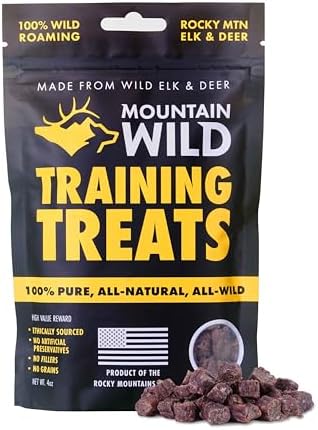 MOUNTAIN WILD Training Treats for Dogs & Puppies – Elk & Venison Protein Puppy & Dog Treat – High Value, All-Natural, No Fillers, Grain-Free, No Artificial Preservatives – 4oz, 1 Bag