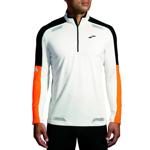 BROOKS 211516167 Run Visible 1/2 Zip 2.0 Sweatshirt Herren Ecru/Fluoro Flash/Black Größe 35