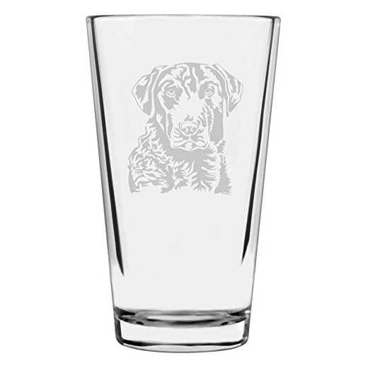 Etched Laser Art Chesapeake Bay Retriever Personalized Dog Themed Pint Glasses - Custom Etched Pint Glassware, Ideal Gift for Dog Lovers, Drinking Glasses for Beer, Cocktails, Water & Juice