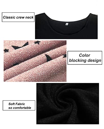 Image of CARCOS Plus Size Tops for Women Short Sleeve Summer Pullover Color Block Crewneck /V Neck Tee Tunic Loose Fit Tshirts XL-5XL