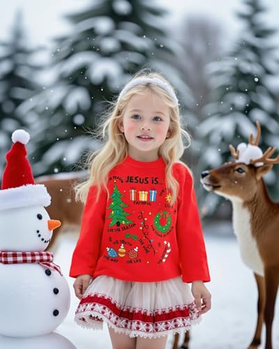 Toddler Boys Girls Ugly Xmas Graphic Long Sleeve T-Shirts Kids Fall Holiday Tops Tees 2-7T3