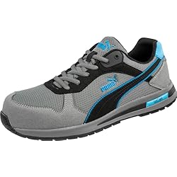 Zapato De Trabajo Puma PUMA Zapato de trabajo bajo delantero de seguridad para hombre, gris, azul , 43 EU