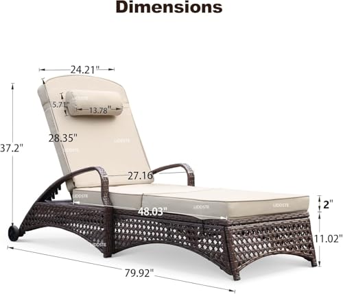Image of UF Outdoor Poolside Lounger with Adjustable Backrest and Side Coffee Table Sun Chaise Recliner for Terrace Garden Poolside for Relaxation Durable and Stylish- Set of 2 (Brown & Beige)