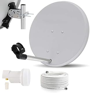 Digitale Camping Sat Anlage Spiegel 40 cm Single LNB 0,1 dB + Koaxialkabel 10m Kabel Balkon Caravan Mobil Schüssel Antenne OPTICUM für HDTV HD Sky 3D 4K geeignet