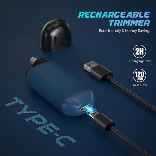 Image of JAYTOP Nose Trimmer for Man & Women | Rechargeable Ear & Nose Hair Trimmer with Dual-Edge Stainless Steel Blades | Waterproof, Painless, Portable Grooming Kit for Nose, Ears & Eyebrows (Blue)