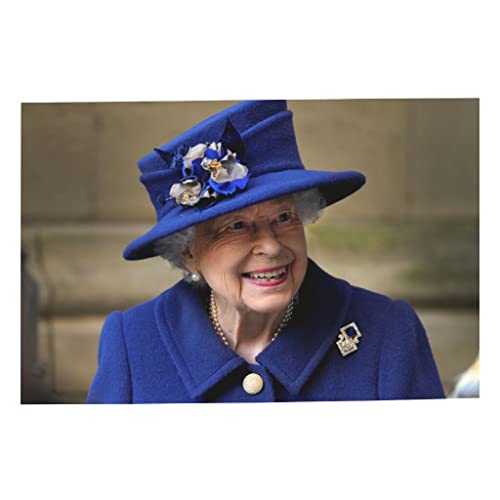 Reine d'Angleterre affiche artistique d'art avec Elizabeth II en bleu royal
