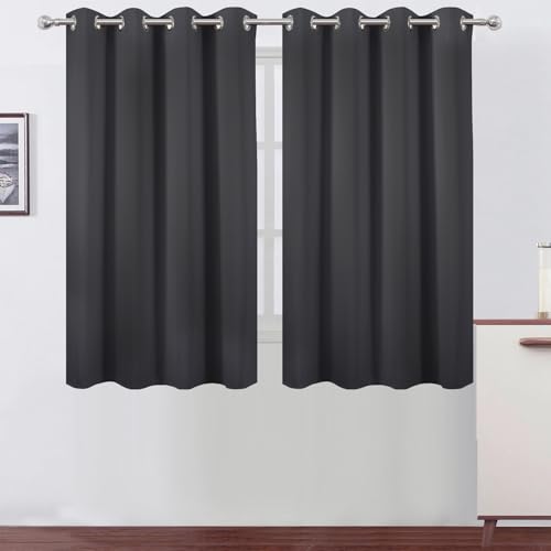 Image of LEMOMO Dark Grey Thermal Blackout Curtains /52 x 54 Inch /Set of 2 Panels Room Darkening Curtains for Bedroom