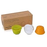 RECAPS Refillable Reusable Coffee Pods Compatible with Dolce Gusto Brewers 3 Pack (Yellow Green White)