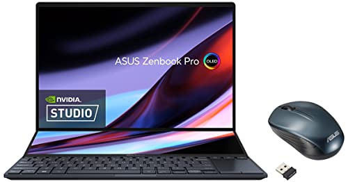 Image of ASUS Zenbook Pro 14 Duo OLED (2022), 14.5 inch (36.83 cms) 2.8K OLED 120Hz Touch, Intel Core i7 12th Gen, Dual Screen Laptop, UX8402ZA-LM711WS WT200 Wireless Mouse, Blue