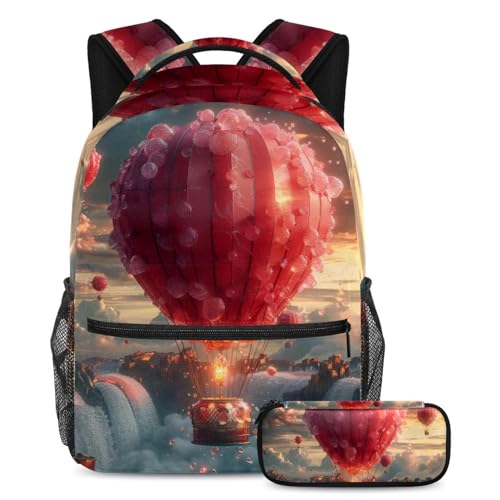 Cartable enfant sac à dos école primaire avec trousse crayons montgolfière