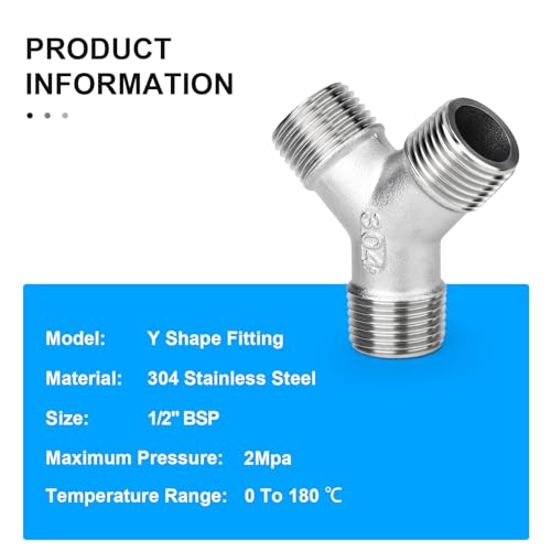 Conectores de acero inoxidable 304 de 3 vías en Y de 1/2 BSP para solucionar fugas de gas 4