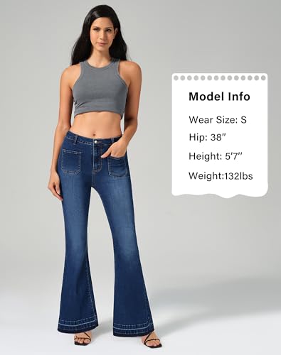 roswear Bell Bottom Jeans for Women High Waist Stretchy Flare Jeans Denim Trousers Pants4