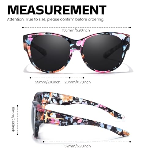 Image of Xfeel Polarized Sunglasses Over Glasses for Women Trendy Shades Over Prescription Eyeglasses Sun Glasses
