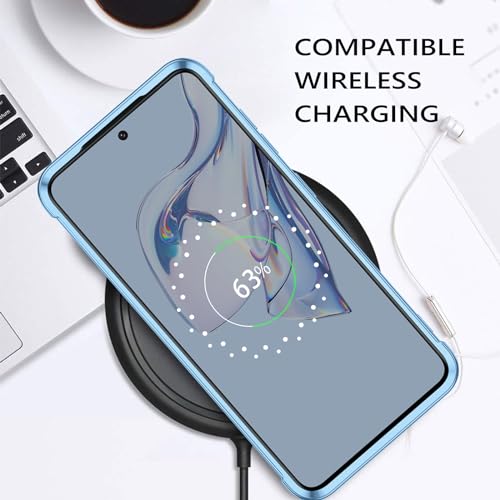 Image of GUAGUA Compatible with Samsung Galaxy S24 Plus Case 6.7 Inch Slim Soft TPU Cover with Cute Heart Pattern for Women Girls Men Luxury Electroplated Shockproof Protective Case for Samsung S24+, Blue