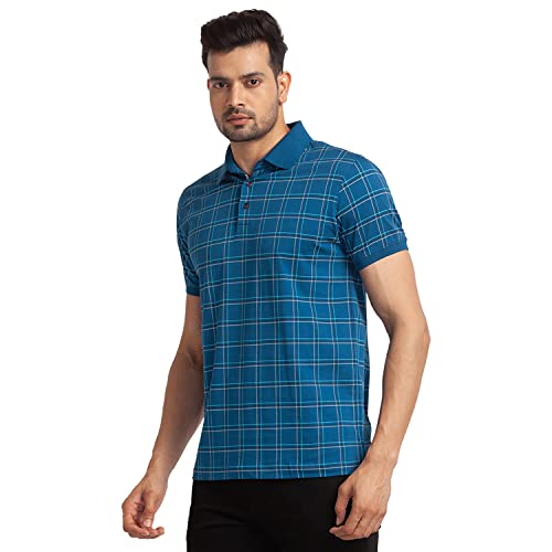 Image of Park Avenue Men's Pure Cotton Print Pattern Slim Fit Polo Collar Half Sleeve Casual T-Shirt